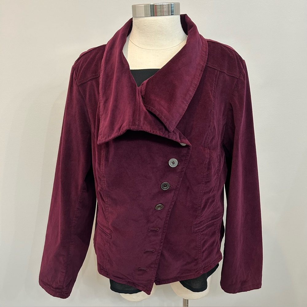 Lane Bryant Asymmetrical Blazer Burgundy Corduroy Size 18-20